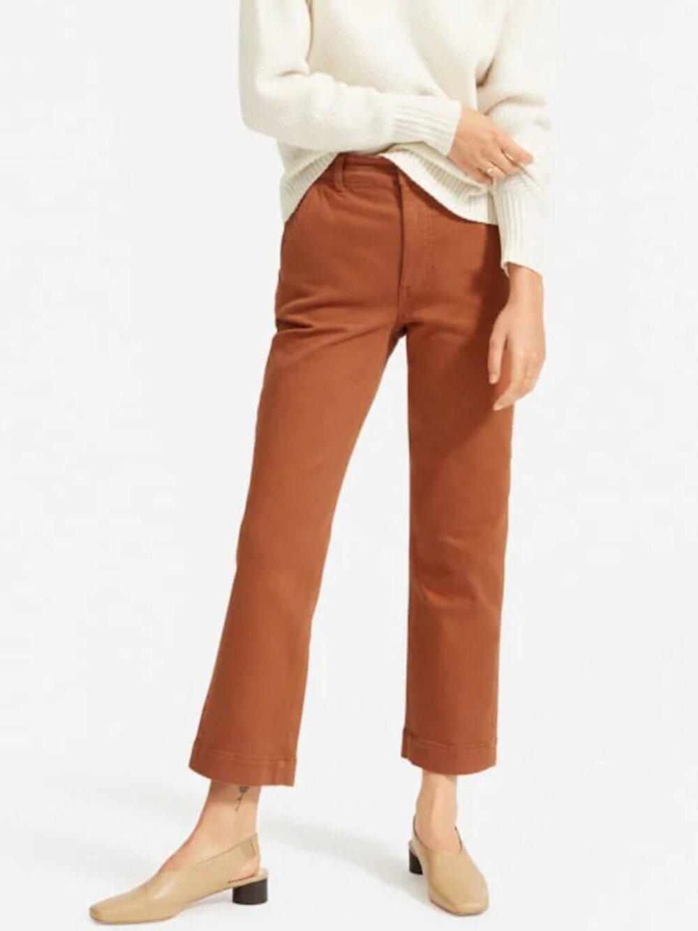 Everlane Straight Leg Crop Utility Pants Rust Sz 8